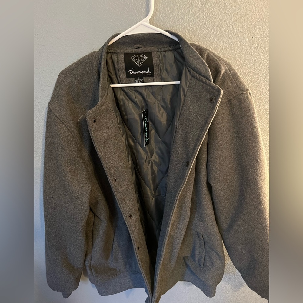 A brand new Grey Bomber Jacket from Diamond Supply Co. Size - LG